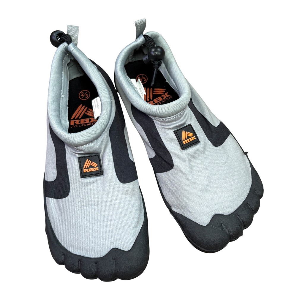 RBX Kids Water Shoes Grey Black Aqua Socks Beach Pool Shoes Size 2/3